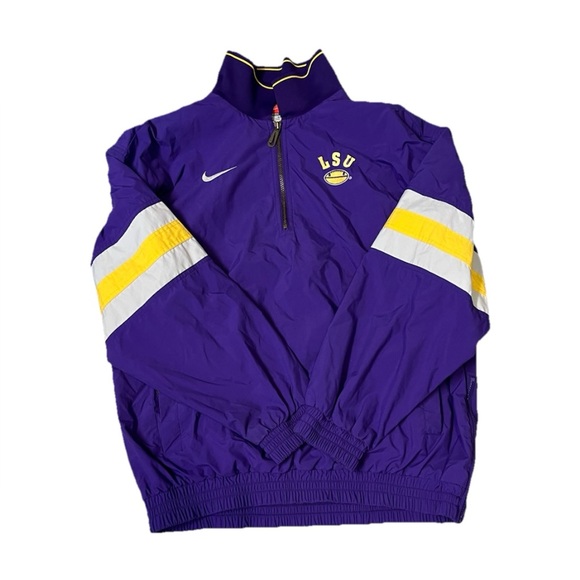 Vintage 90’s Nike LSU Football Quarter Zip Up Windbreaker Jacket Men’s Large - Picture 1 of 16